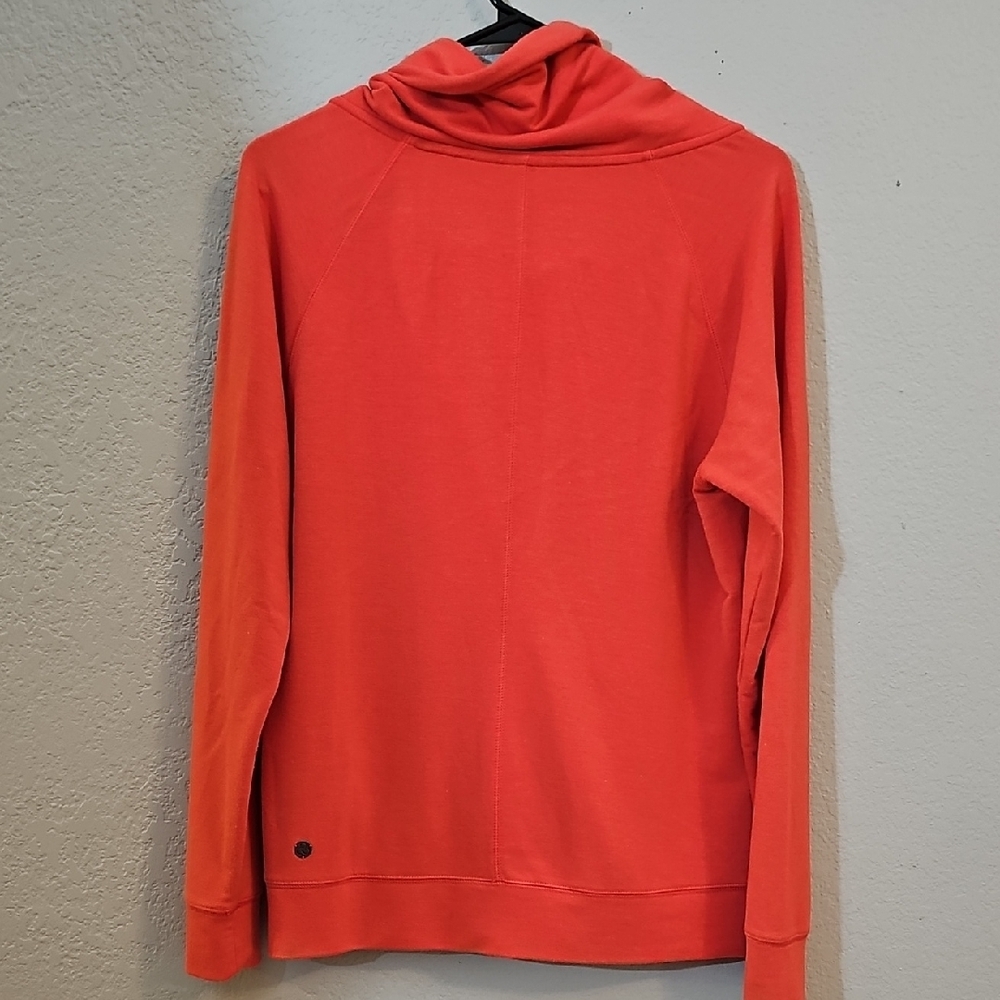 Zella Vibrant Coral Zip-Up Cowlneck Long Sleeve, Womens, Size Small, Oversized - Picture 4 of 6